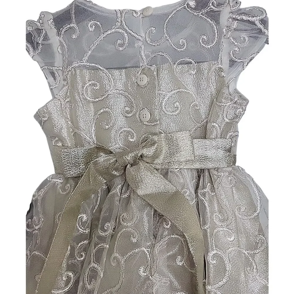 Jona Michelle Girls Toddler Holiday Christmas Dress Gold Lace 3T NWT STUNNING